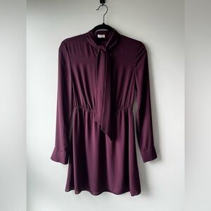LAST CHANCE Aritzia Sunday Best Burgundy Tie-Neck Dress